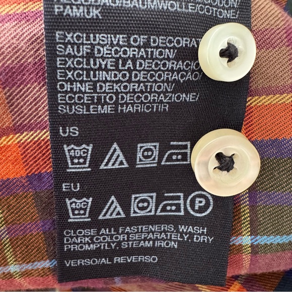 Tommy Hilfiger Button Down Shirt Mens XXL Classic Fit Long Sleeve Orange Plaid - Picture 9 of 11